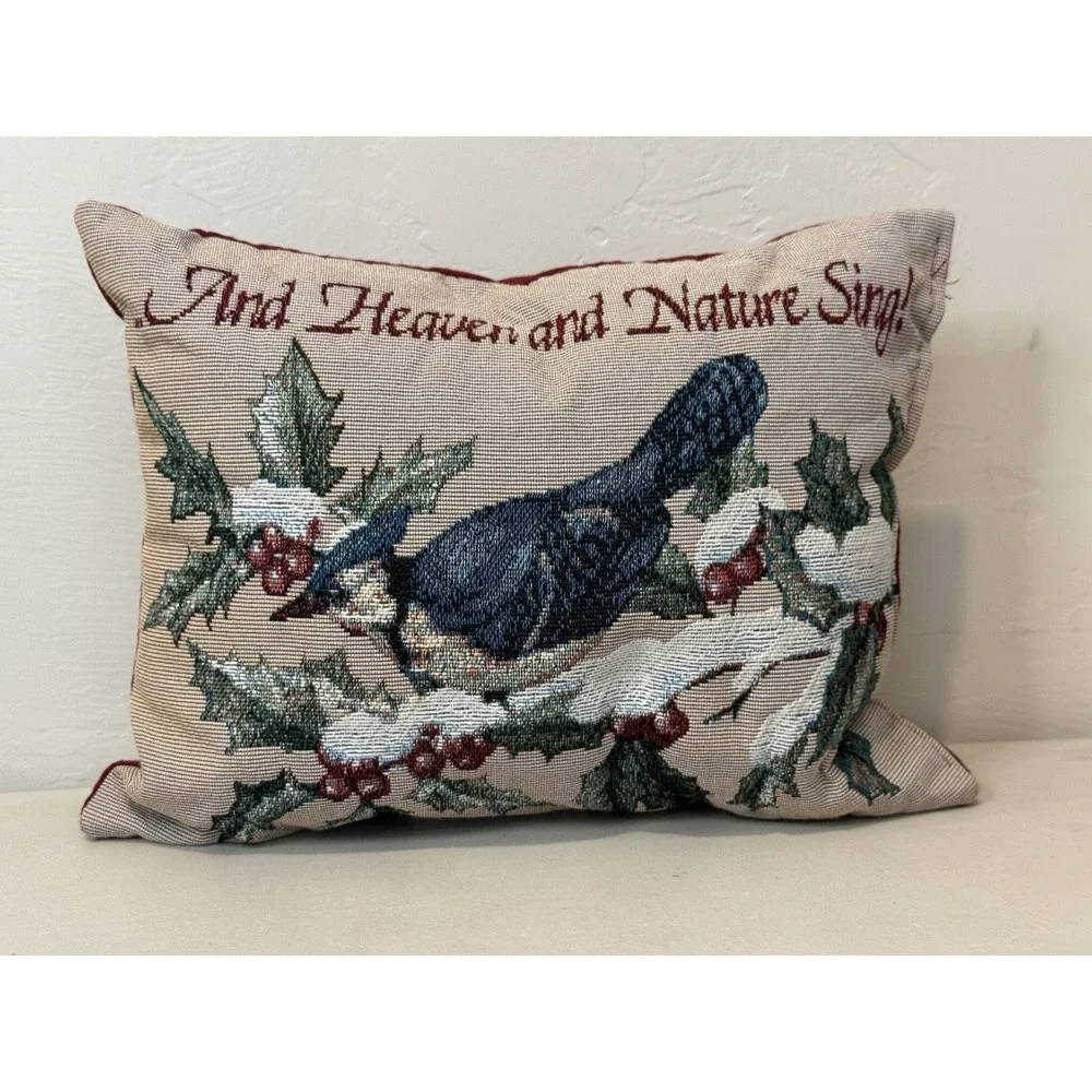 Blue Bird tapestry pillow 'And Heaven and Nature Sing' 11